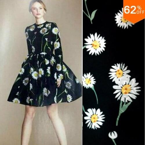 Sunny Flowers silky fabric coin flower print fabric flowers print server for sewing cotton mix polyester fashion week material