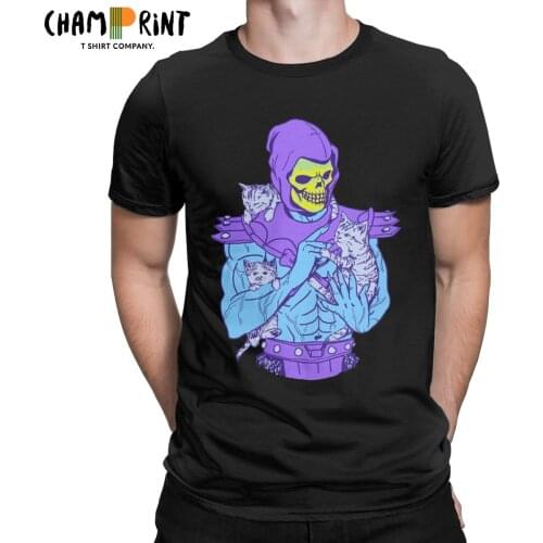 Skeletor Masters Of The Meowniverse T-Shirt for Men He-Man Vintage 100% Cotton Tees Crew Neck Short Sleeve T Shirt Summer