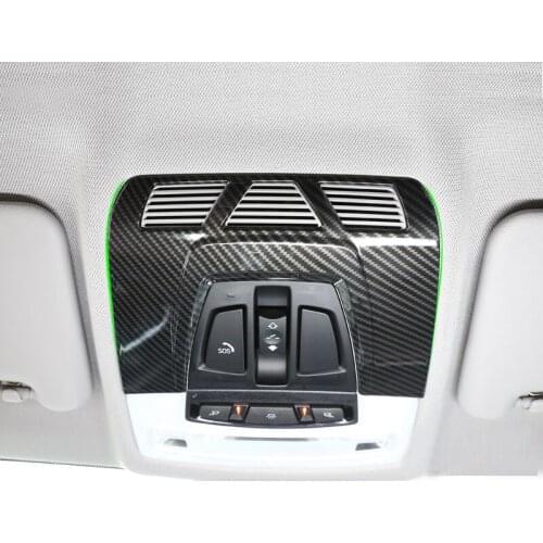 Car Carbon Fiber Style Front Roof Reading Light Frame Cover Sticker Trim For BMW 1 2 3 series X1 F48 X5 X6 F15 F16 3GT F30 F34