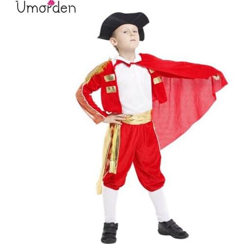 Umorden Purim Carnival Halloween Costumes Kids Children Spanish Matador Cosplay Spain Bullfighter Costume for Boy Boys