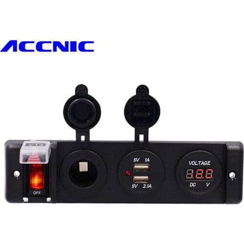 ACCNIC Universal Car Charger Multifunction Modified charger Auto Motorcycle Dual USB Adapter Socket With Red LED Voltage Display
