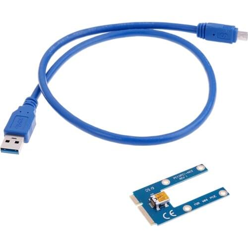 USB 3.0 Mini PCI-E to PCIe PCI Express 1x to 16x Extender Riser Card Adapter Extension Cable for Bitcoin BTC Miner Mining 60cm