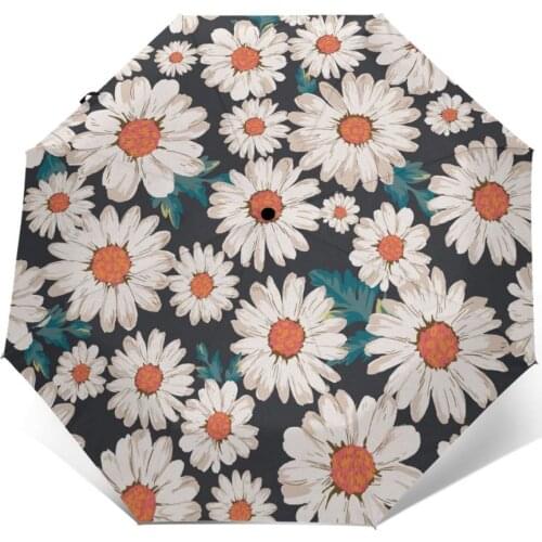 Daisy Flower Windproof Automatic Folding Inverted Umbrella Portable Paraguas for Man Woman