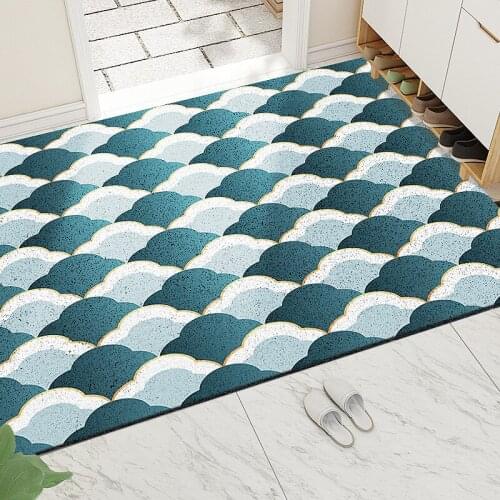 Entrance Silk Loop Door Mat Carpet Bedroom Living Room Balcony Household PVC Mat Carpet Non-slip Waterproof DIY Pattern Door Mat
