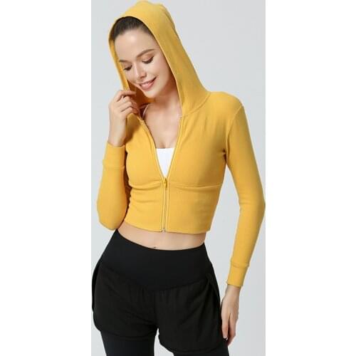 Women Sport Jackets Zipper Yoga Hooded Tops Gym Workout Hoodies Girls Slim Running Jacket Autumn Quick Dry Fitness Coats Clothes