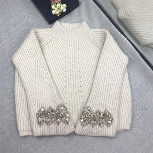 Jumper Top Wool Acetate Computer Knitted Poncho Womens Sweater Ladies Temperament Beaded Trumpet Sleeve 2018 Spring New Women