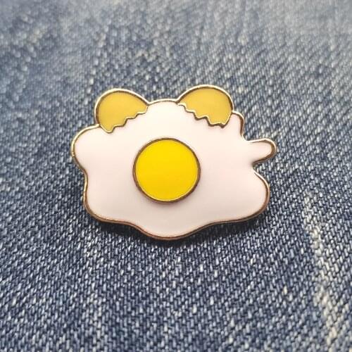 Enamel Pin Cute Poached Egg Brooch Backpack Jacket Hat Lapel Pin Clothes Metal ​Badge Jewelry Gift For Kids/Friends