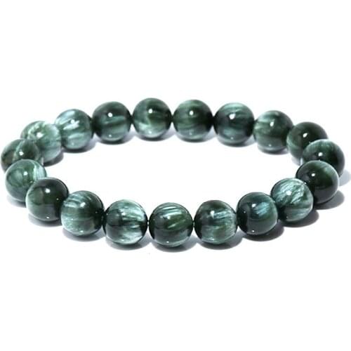 1 PCS 6-14 mm AAA Natural Precious Russian Seraphinite Stone Beads Bracelet