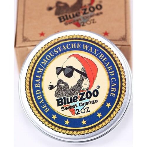 1PC Blue ZOO Natural Beard Oil Balm Moustache Styling Beeswax Moisturizing Smoothing