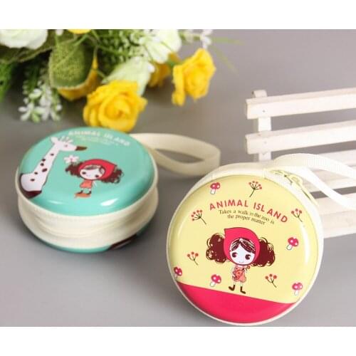 10PCS Cartoon Mini Portable PU Leather Earphone Carry Bag Headphone Storage Earbuds Protective Package Case For USB Cable