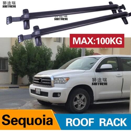 2Pcs Roof bars For TOYOTA Sequoia Without railing 2010+ Aluminum Alloy Side Bars Cross Rails Roof Rack Luggage
