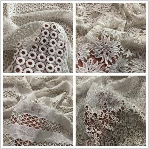 2Yard Nigerian Lace Fabrics For Wedding Dress Off White African Cord Lace Fabrics High Quality Guipure Lace Mesh Cotton Material
