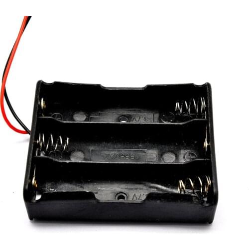 20pcs Plastic 3x18650 Battery 3.7V Clip Holder Storage Box Case With Wire Lead Black