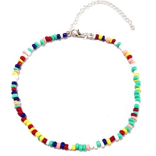 2021 New Seed Bead Choker Necklace Tiny Beaded Choker Boho Choker Necklace Chain Jewelry For Women And Girls Adjustable