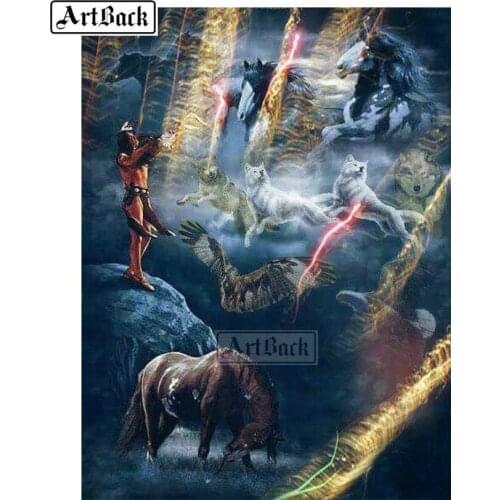 5D Diamond Painting Horse Wolf Kit Full Square / Round Drill Diamond Embroidery 3d Resin Mosaic Home Decor Gift