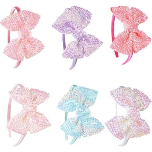 6Pcs/Lot Princess Headband for Girls Rhinestone Hair Bows Hairband Boutique Hair Hoop Children Kids Wholesale Hair Accessories