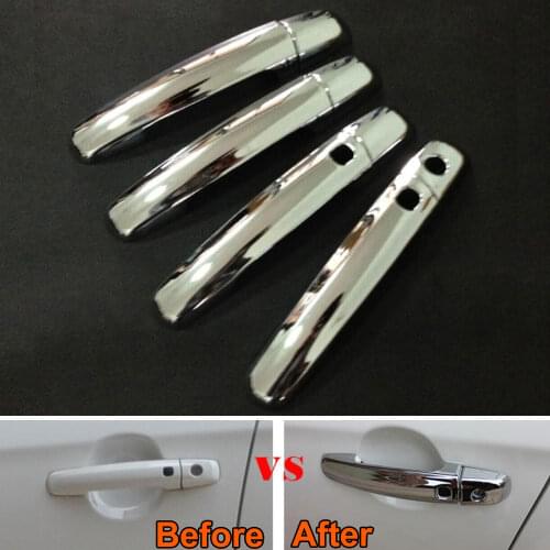 Car Styling 8Pcs Chrome Door Handle Cover Trim With Smart Key Hole Trim Molding Overlay Cap Bezel Garnish for SuzukiS-Cross 2014