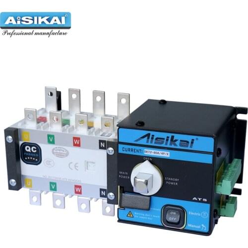 AISIKAI 4P 80A ATS controller dual power automatic transfer switch parts 220V 380V electric diesel generator panel board 3phase