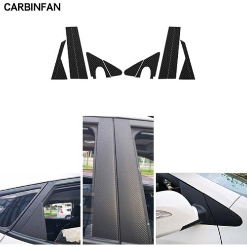 Car Styling Carbon Fiber Window Trim Garnish Pillar Middle Sticker Decoration Film Stickers For Hyundai IX35 TUCSON IX 2009-2015