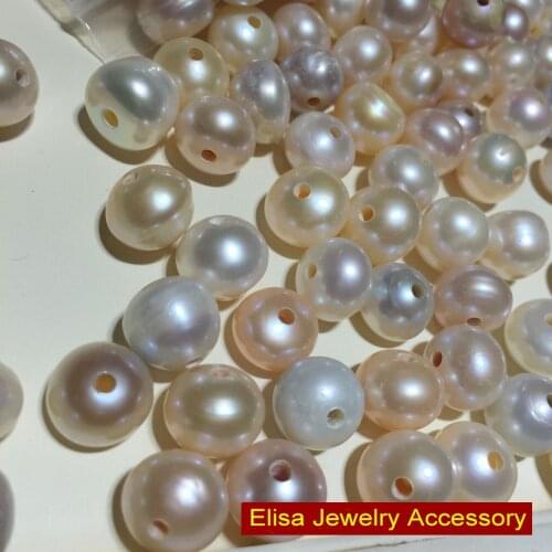 11-12mm/12-13mm Oblate Pearl Beads 2.2mm Full Drilled Natural Freshwater Pearl Beads Women DIY Pearl Jewelry Accessory 20Pcs/Lot