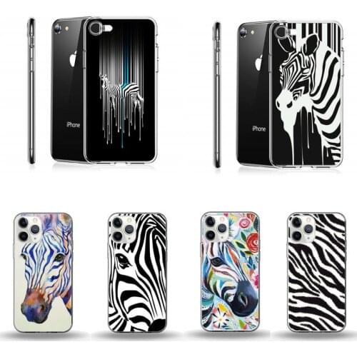 Zebra black and white stripes Phone Case Transparent for iPhone Samsung A S 11 12 6 7 8 9 10 20 Pro X XS Max XR Plus lite