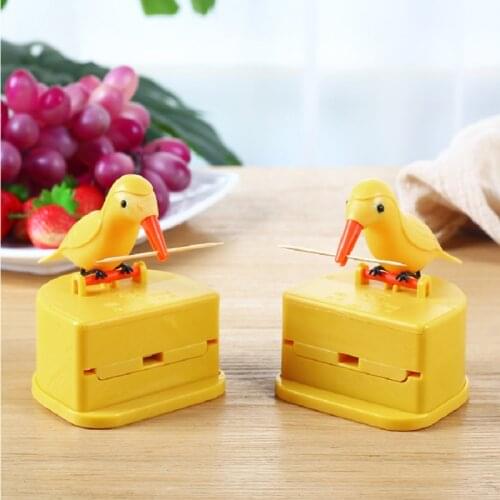 Bird toothpick box creative plastic cartoon automatic net red tooth sign barrel lovely Yellow little yellow bird toothpick box