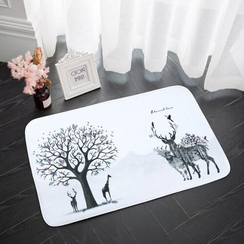 Bathroom floormat doormat waterproof door mats elk foot pads thick sponge cartoon flannel non-slip