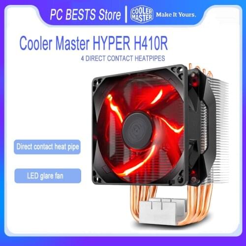 Cooler Master HYPER H410R CPU Cooler 4 Heat pipe 4Pin PWM Temperature Control Quiet Fan For intel LGA1200 LGA115X AMD AM4 AM3