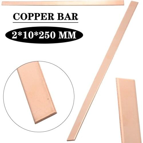 1pc 2mm Thickness High Purity Copper Strip T2 Cu Metal Copper Bar Plate 10x250mm For DIY CNC