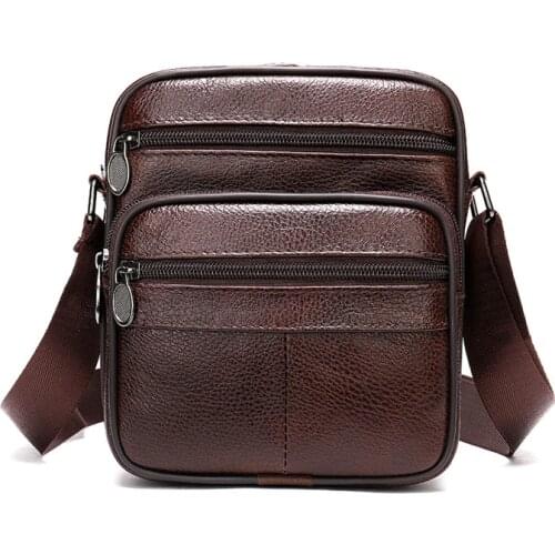 Fashion Men Shoulder Bag for Men cow Leather Flaps Mens Crossbody Bags Business Flap Male Solid Messenger Bag