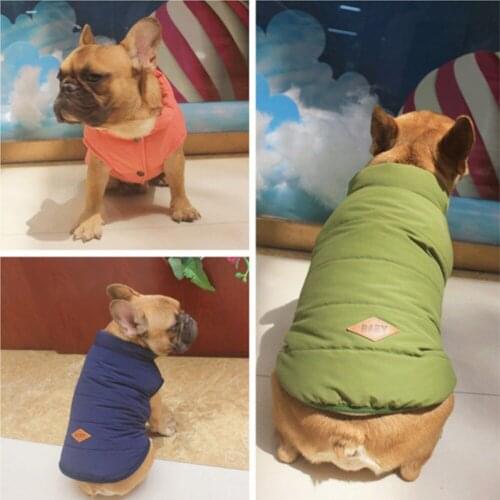 Pet Sports Fashion Clothing Vest Jacket Bulldog Clothing Coat Dog Clothing Autumn Winter Warm Solid Color Polyester Dog Coat