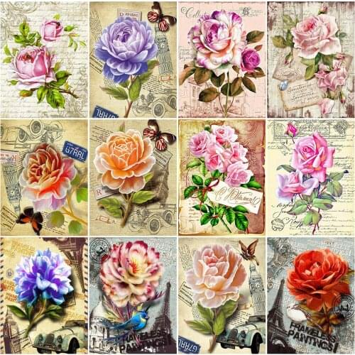 MomoArt Diamond Embroidery Flowers New Arrival Diamond Painting Rose Full Drill Square Mosaic Cross Stitch Kits Handmade Hobby