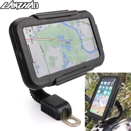 Motorcycle Phone Holder Waterproof Case Rearview Mirror Clamp Stand Adjustable Mount Bracket Universal for Harley Honda Kawasaki