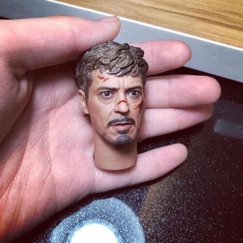 1/6 Scale Male Tony Head Sculpture Battle Damaged MARK 5 Soldier Head Sculpture Model Toys For 12'' Action Figure Body