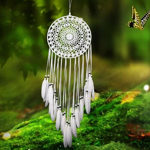 New Fashion 1PC Handmade White Feather Large Dream Catcher Art Ornament Home Garden Decoration Accessories