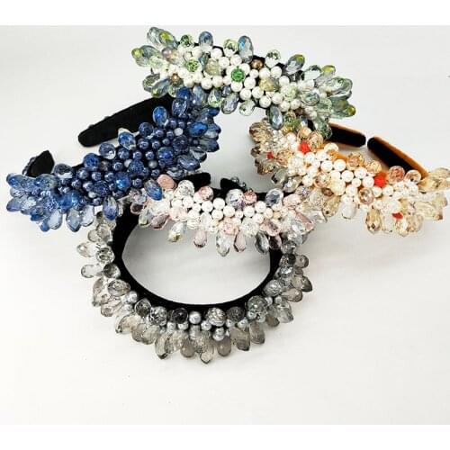 Beaded Headband Luxury Rhinestone Headband Women Beads Bezel Hair hoop Korea Hairband Girls Bride Wedding Hair Accessories