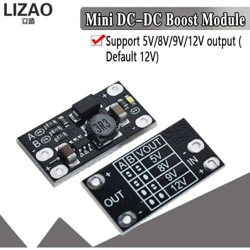 1.5A Multi-function Mini Boost Module Step Up Board 5V 8V 9V 12V LED Indicator Diy Voltage Module 3.7V lithium battery boost