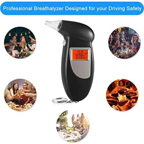 Professional Digital Alcohol Breath Tester Breathalyzer Analyzer Detector Test Keychain Breathalizer Breathalyser LCD Screen