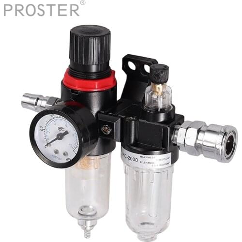 Proster For 1/4" Air Compressor Regulator Moisture Water Trap Filter Regulator Separator