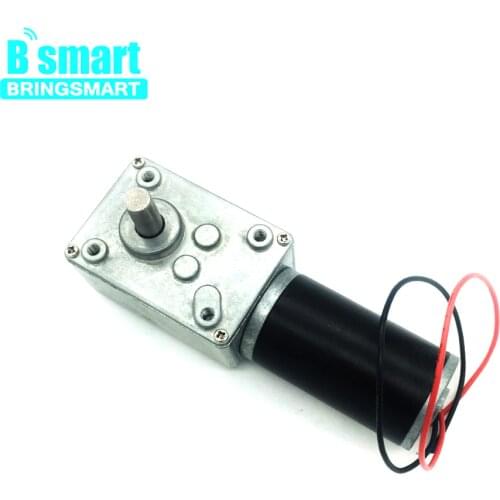 Bringsmart A58SW31ZY Geared Motor DC 12V 24V Worm Gear Reducer 5-470r High Torque D Shaft Motor Reversed Self-Lock Mini Motor