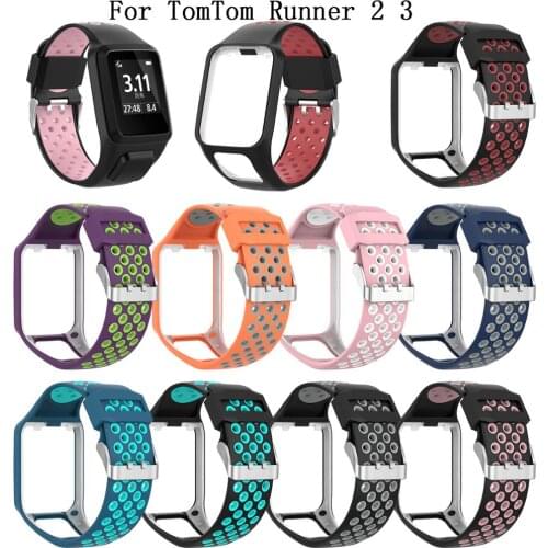Two-Color Soft Sport Silicone Replacement Wrist Band Watch Strap For TomTom Runner 2 3 Spark 3 Classic GPS Watch Fitness Tracker