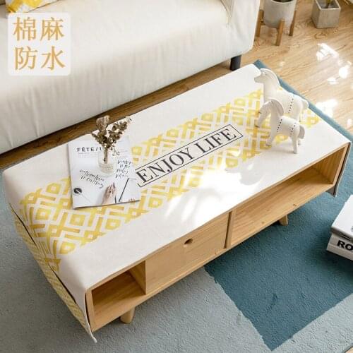 Fashion Home Nordic style cotton Rectangle tablecloth yellow Geometric patterns Waterproof tablecloth Table flag Tea table cover