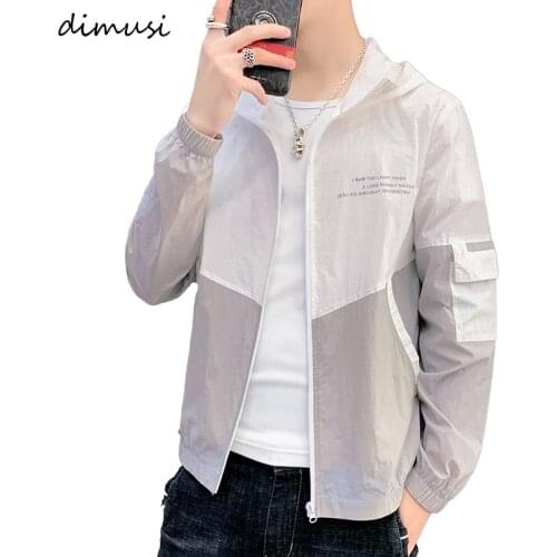 DIMUSI Summer Mens Sunscreen Jackets Casual Male Outwear Thin Breathable Hooded Coats Mens Slim Fit Ultralight Jackets Clothing