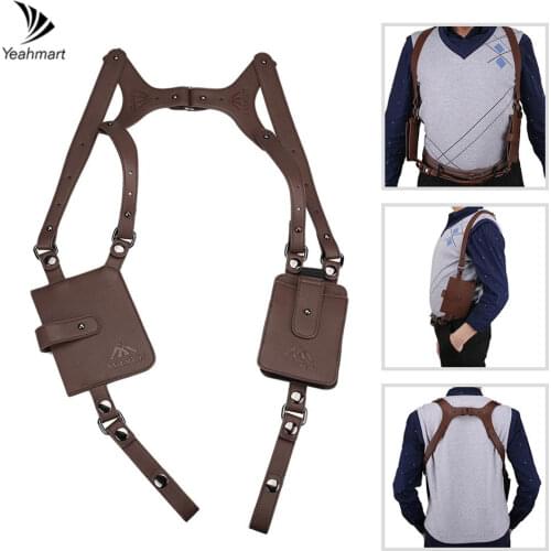Real Leather Underarm Shoulder Holster Bag Travel Organiser Wallet Shoulder Utility Pouch Removable Phone Pocket Adjustable