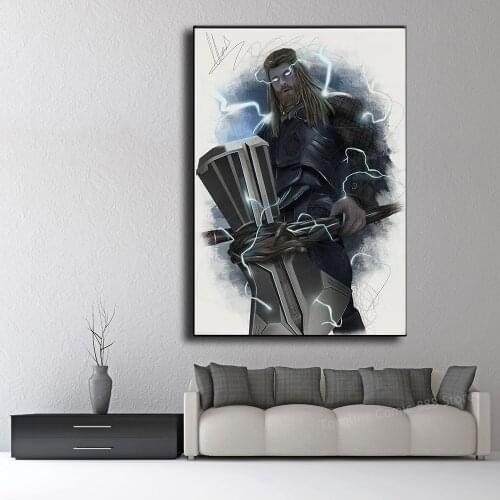 Marvel Superhero Fat Thor Portrait Canvas Painting Poster Illustration Cuadros Decor Wall Art Picture Home Decor movie mural