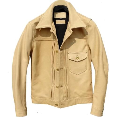 YR!Free shipping.Luxury batik cowhide jacket,classic casual 506 style,Slim Primary colors genuine leather coat,quality