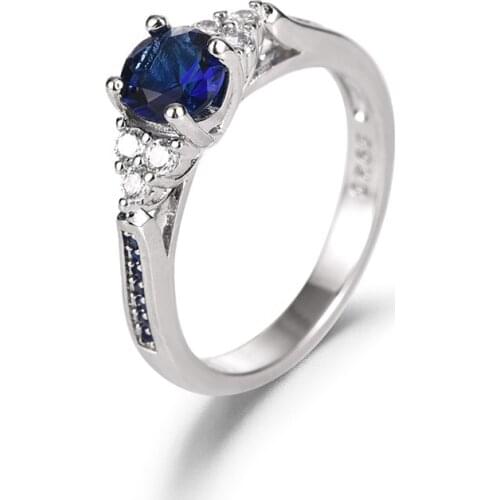DIWENFU Genuine 925 Sterling Silver Sapphire Ring for Women Anillos De 6-10 Size Silver 925 Jewelry Bizuteria Wedding Rings Anel