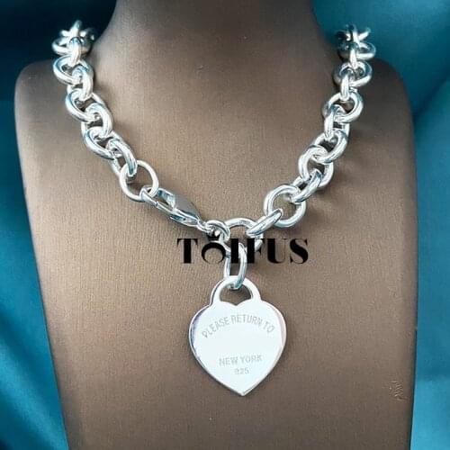 Original 925 Sterling Silver Classic Elegant Heart Pendant Necklace Ladies Jewelry Gift Wedding Party Jewelry Free Shipping