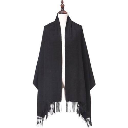 ZY87044 2016 Top Sale Women And Men Solid Really Wool With Tassel Scarf Poncho Shawl Cape Winter Wraps Pashmina