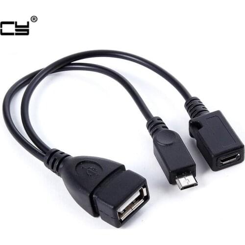 1 in 2 OTG Micro USB Host Power Y Splitter USB Adapter to Mirco 5 Pin Male Female Cable Black for Xiaomi REDMI NOTE 4 Sony MEIZU